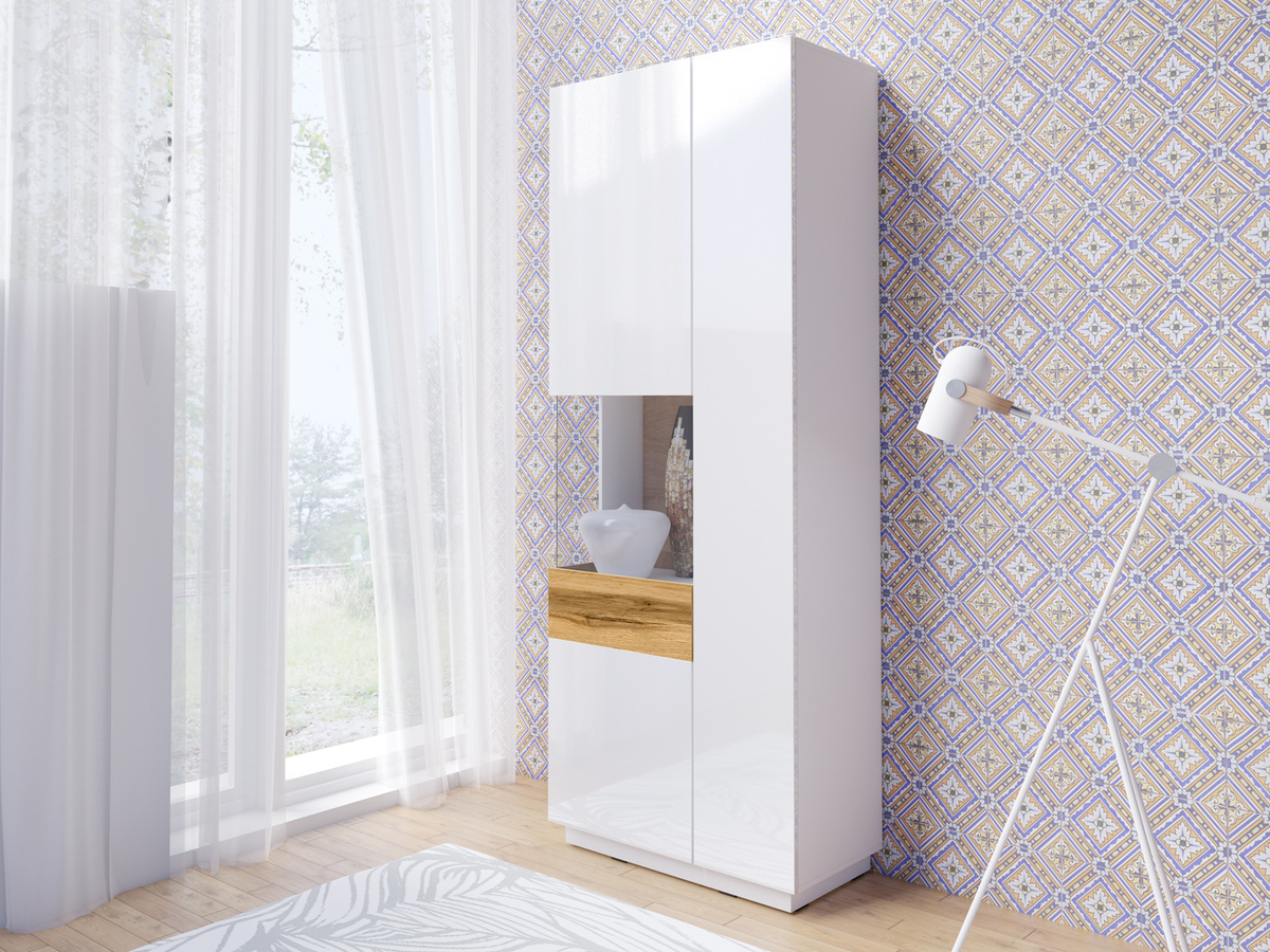 Scaffale Livlore 100 (Bianco + Bianco lucido + Quercia di Wotan)