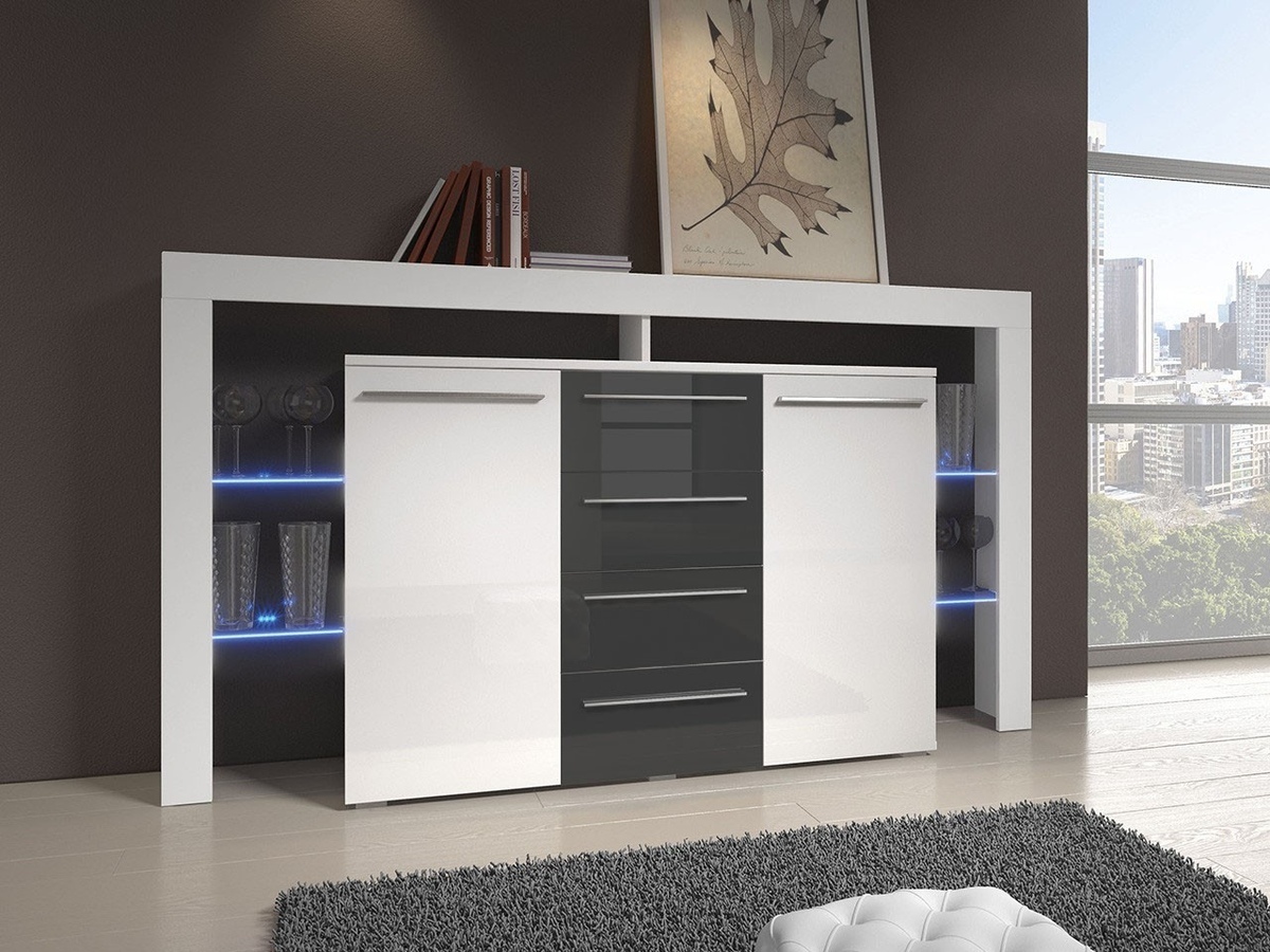Cassettiera Aestas (Bianco + Grigio lucido)