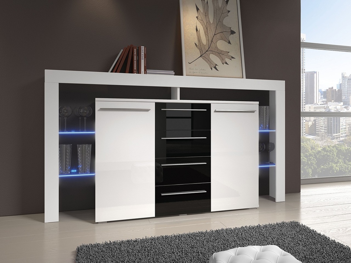 Cassettiera Aestas (Bianco + Nero lucido)