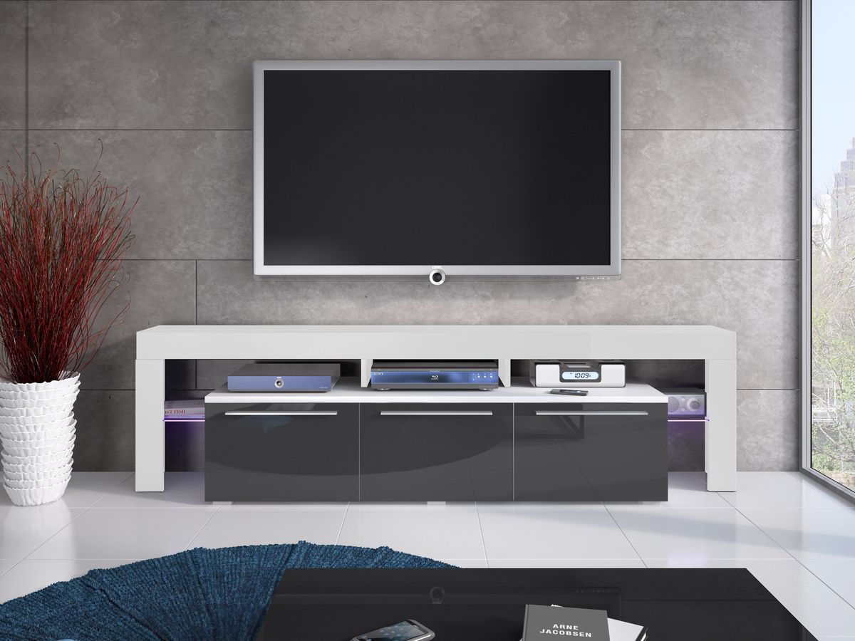 Mobile porta TV Arbor (Bianco + Grigio lucido)