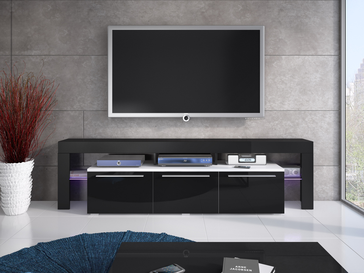 Mobile porta TV Arbor (Bianco + Nero lucido)