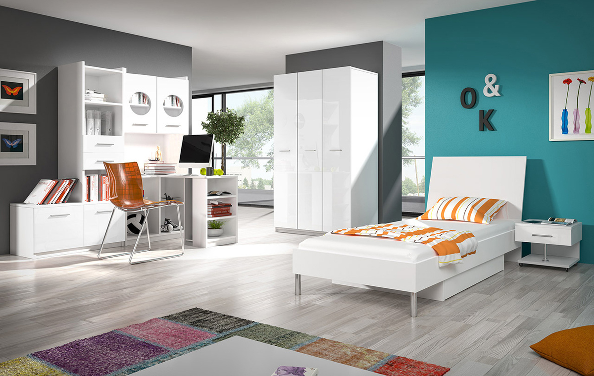 Armadio Salmere 107 (Bianco + Bianco lucido)